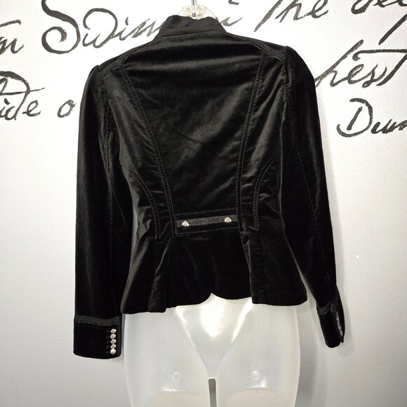 White House Black Market Black Velour Silver Button Up Elegant Jacket Blazer, 0 - Picture 5 of 8